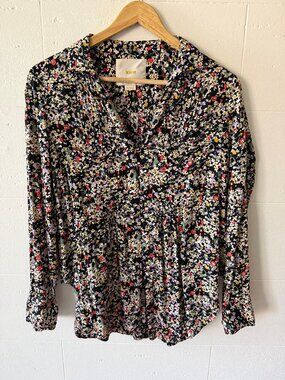 Maeve Anthropology | Microfloral Button-Down Shirt | Medium